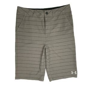 NWOT Boys Under Armor Shorts  Size 20/30” Color Gray with Black stripes